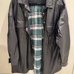 Black Leather Womens Jacket Shirt